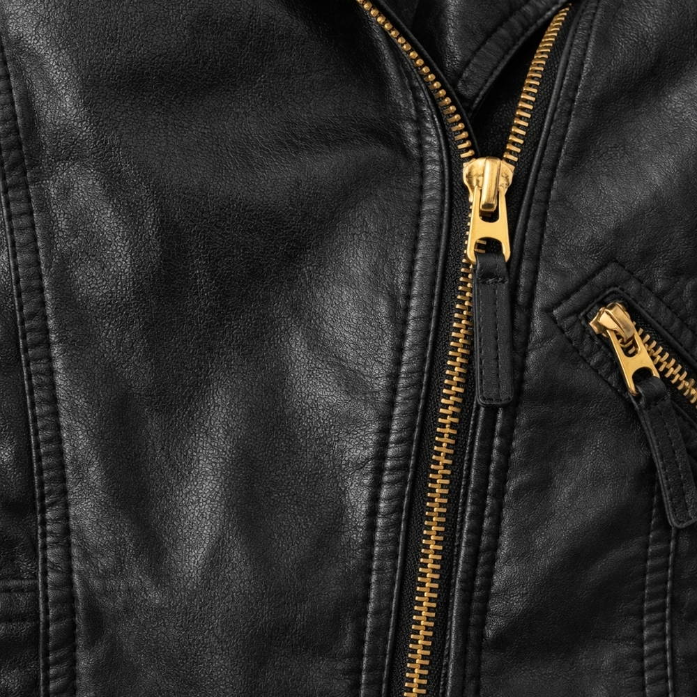 Few Moda New York Black Faux Leather Moto Jacket – Size M - Picture 3 of 5